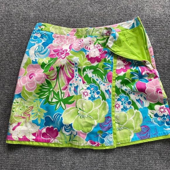 Island Republic Skort Women's 8 Pink‎ Green Floral Giraffes Lions Activewear - Picture 5 of 11